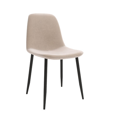 Velets Set of 4 Sera Upholstered Side Chair - Velvet - Ivory - Black leg