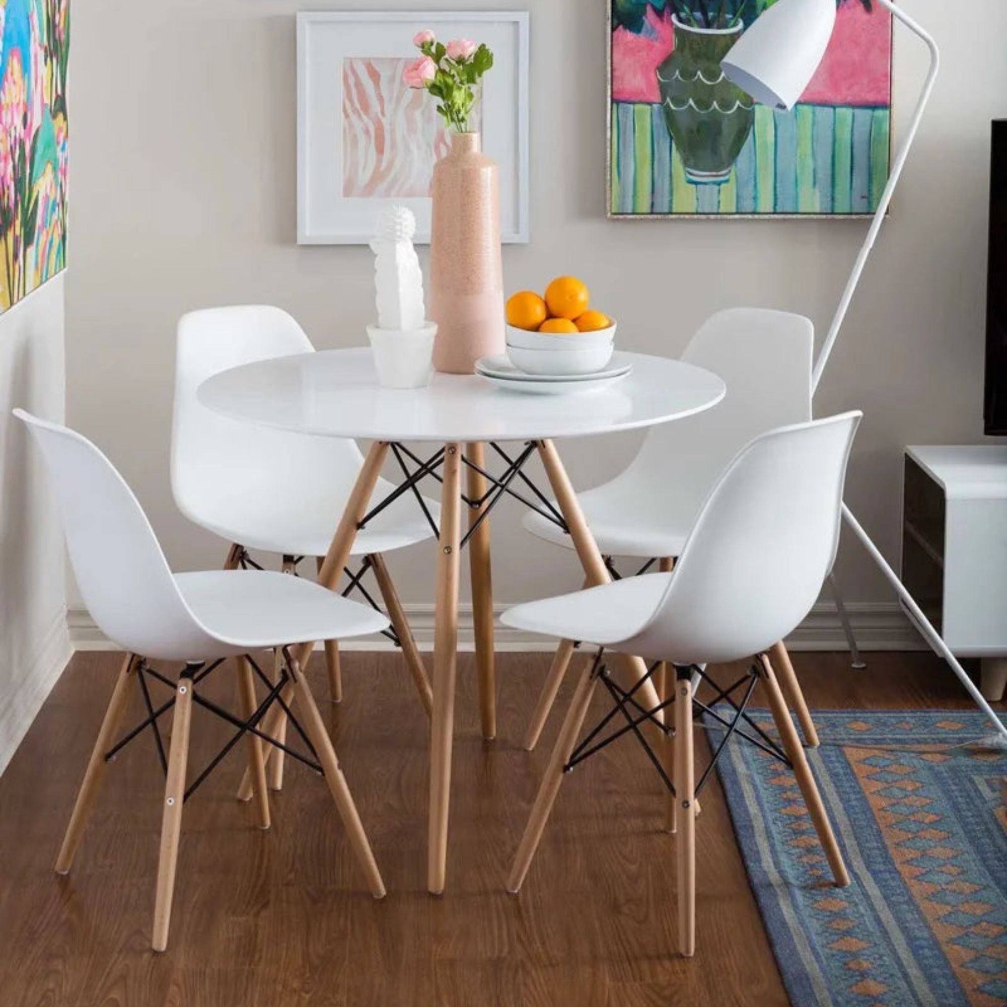 Velets 36" Ember Round Dining Table – White