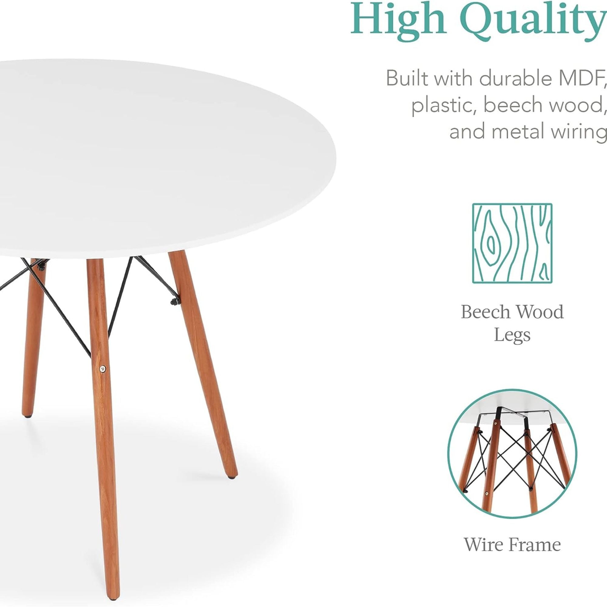 Velets 36" Ember Round Dining Table – White