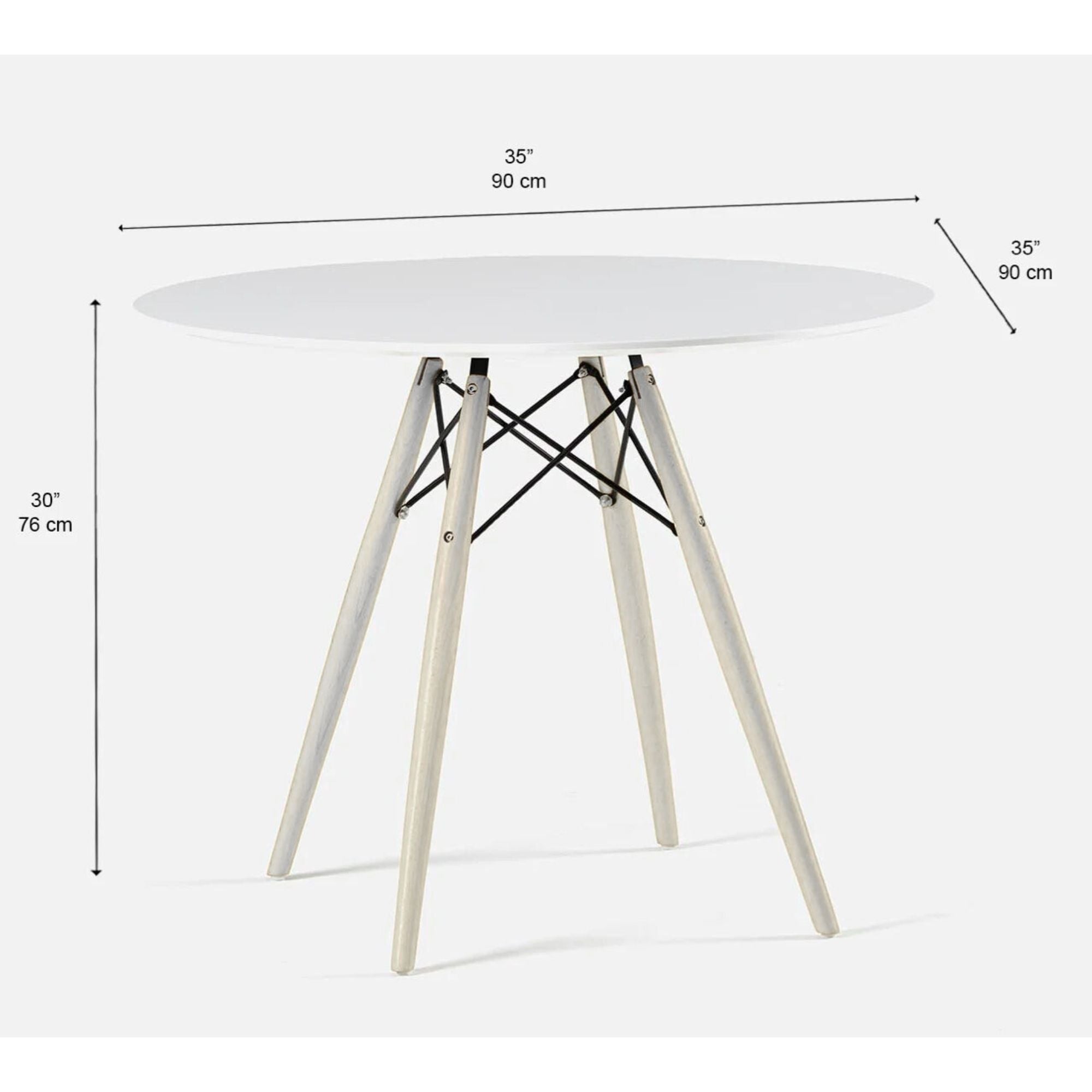 Velets 36" Ember Round Dining Table – White