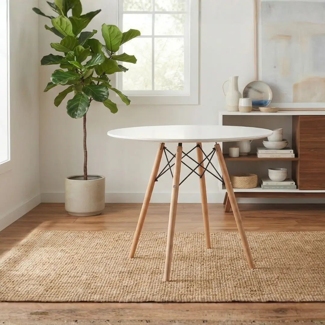 Velets 36" Ember Round Dining Table – White