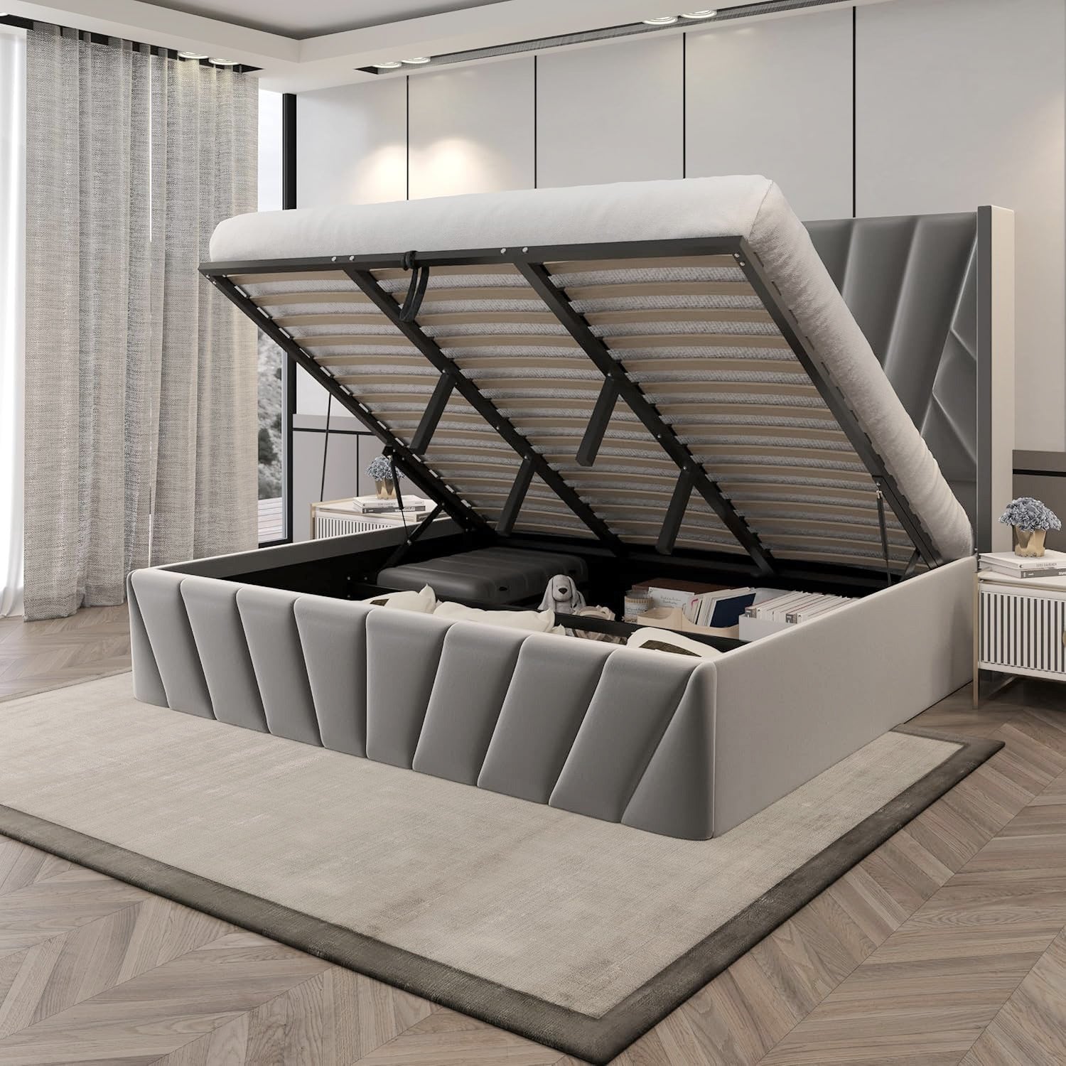 Eva Lift-Up Storage Bed – Dark Gray