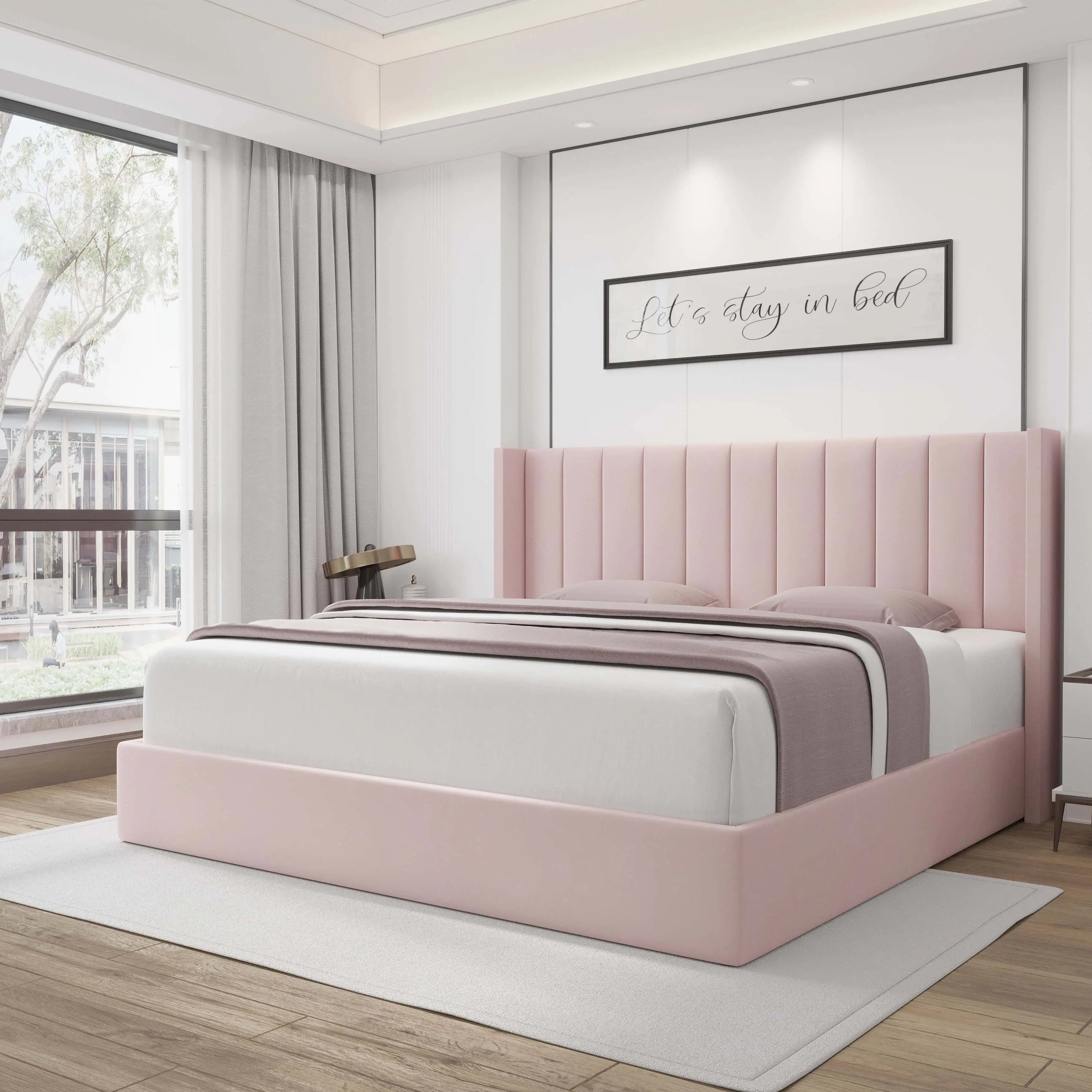 Velets_Oliver_Mid_Century_Upholstered_Platform_Storage_Bed_Frame_with_Hydraulic_Gas_Lift_Solid_Wood_Slats_King-Queen_Size_Pink_1