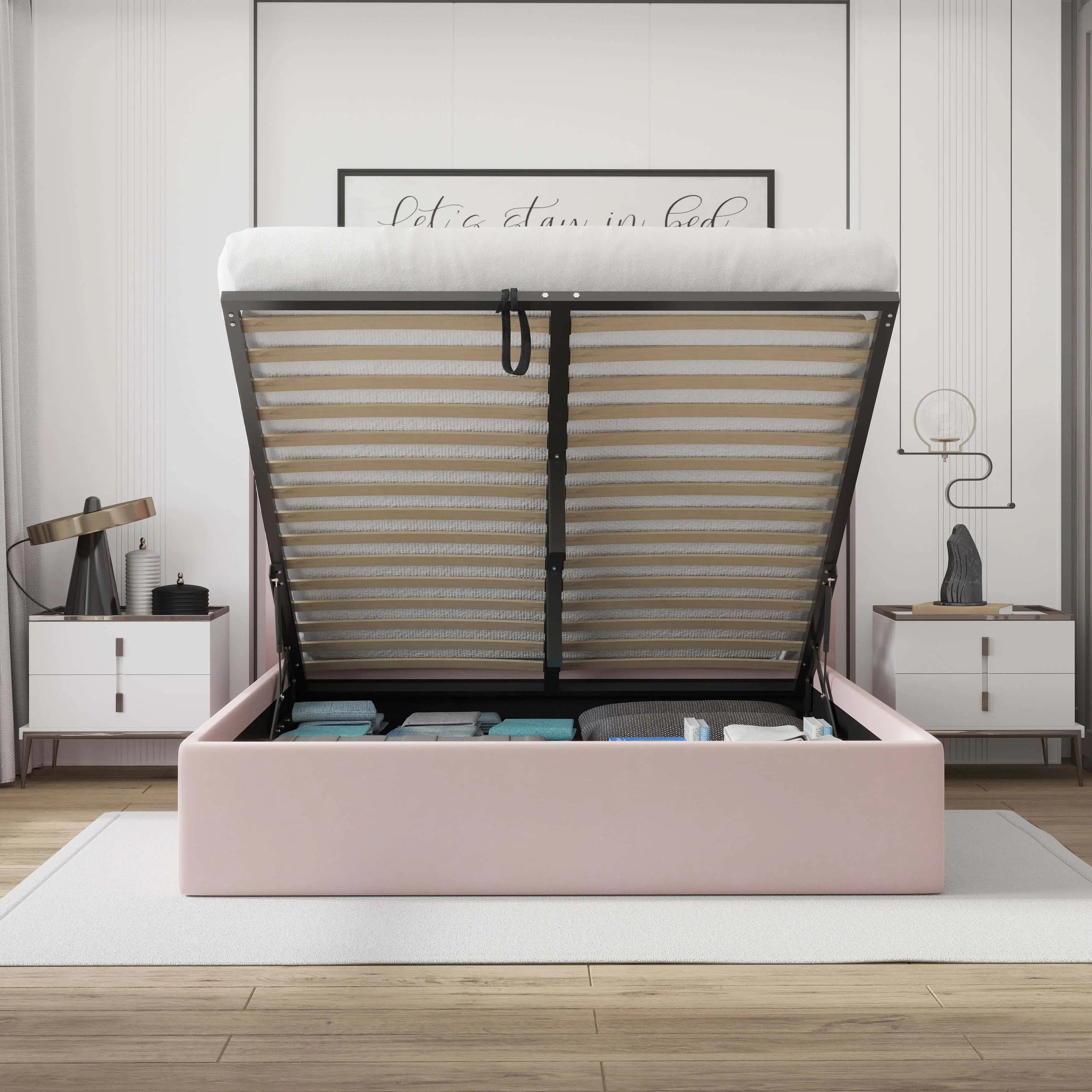 Velets_Oliver_Mid_Century_Upholstered_Platform_Storage_Bed_Frame_with_Hydraulic_Gas_Lift_Solid_Wood_Slats_King-Queen_Size_Pink_14