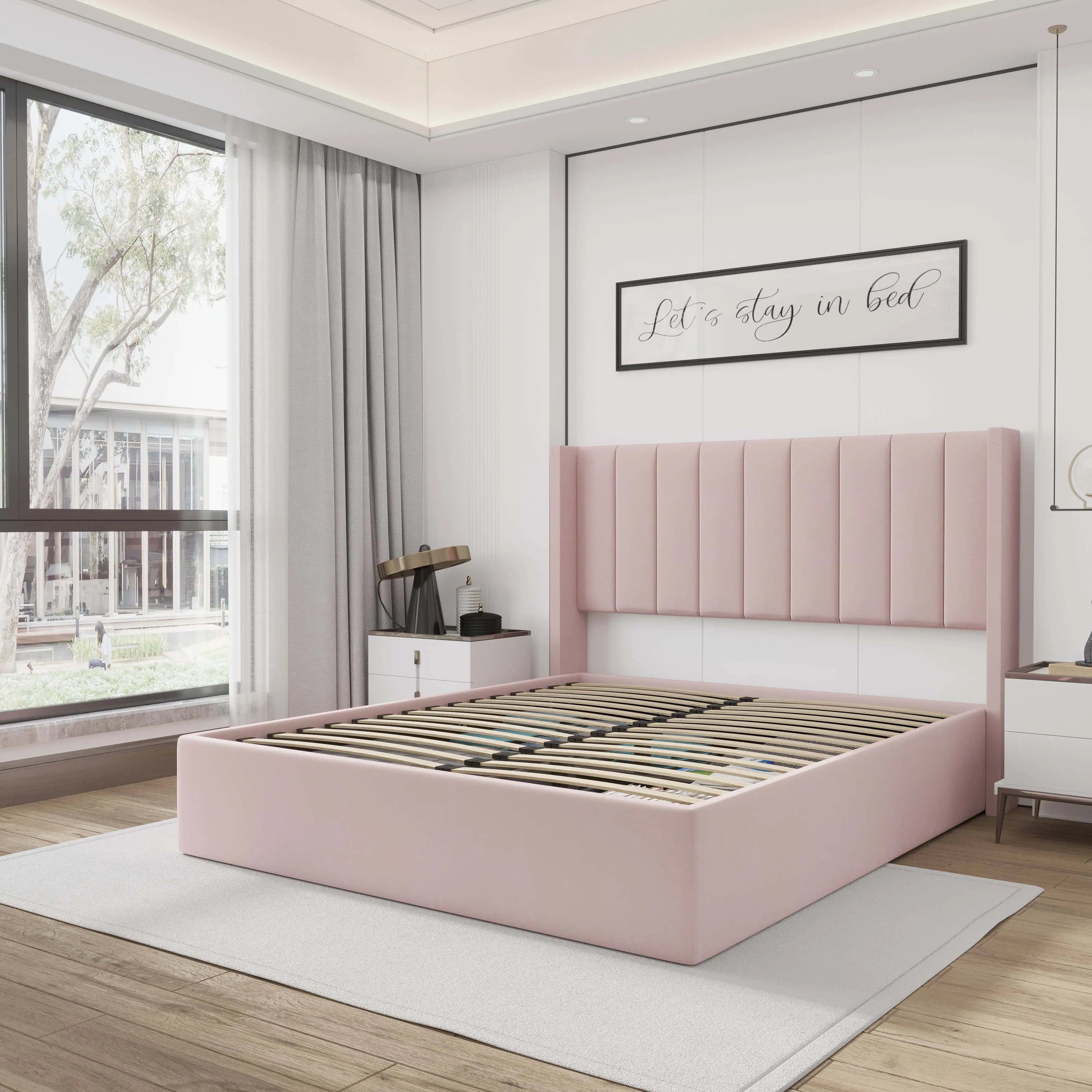 Velets_Oliver_Mid_Century_Upholstered_Platform_Storage_Bed_Frame_with_Hydraulic_Gas_Lift_Solid_Wood_Slats_King