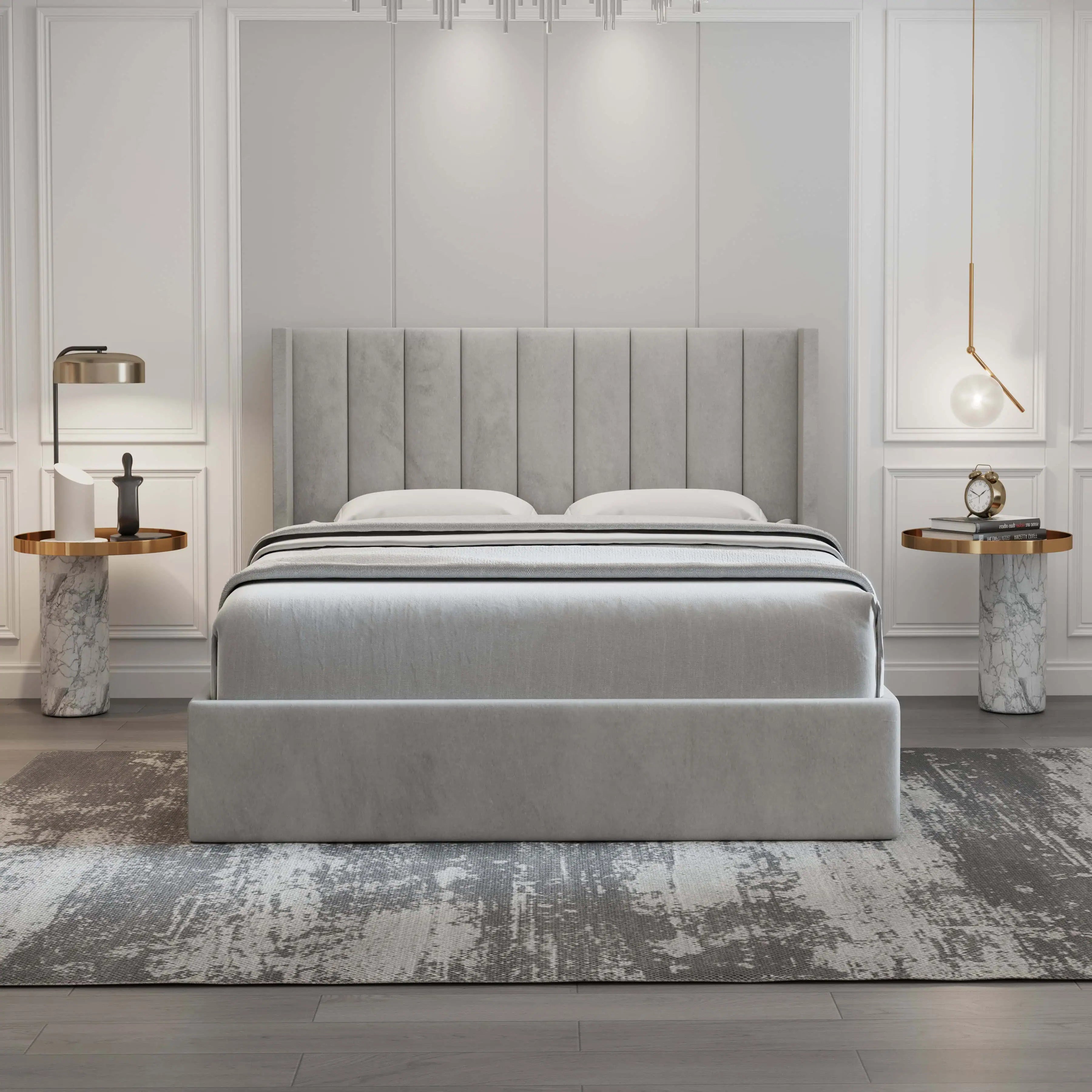 Oliver Lift-Up Storage Bed – Light Gray