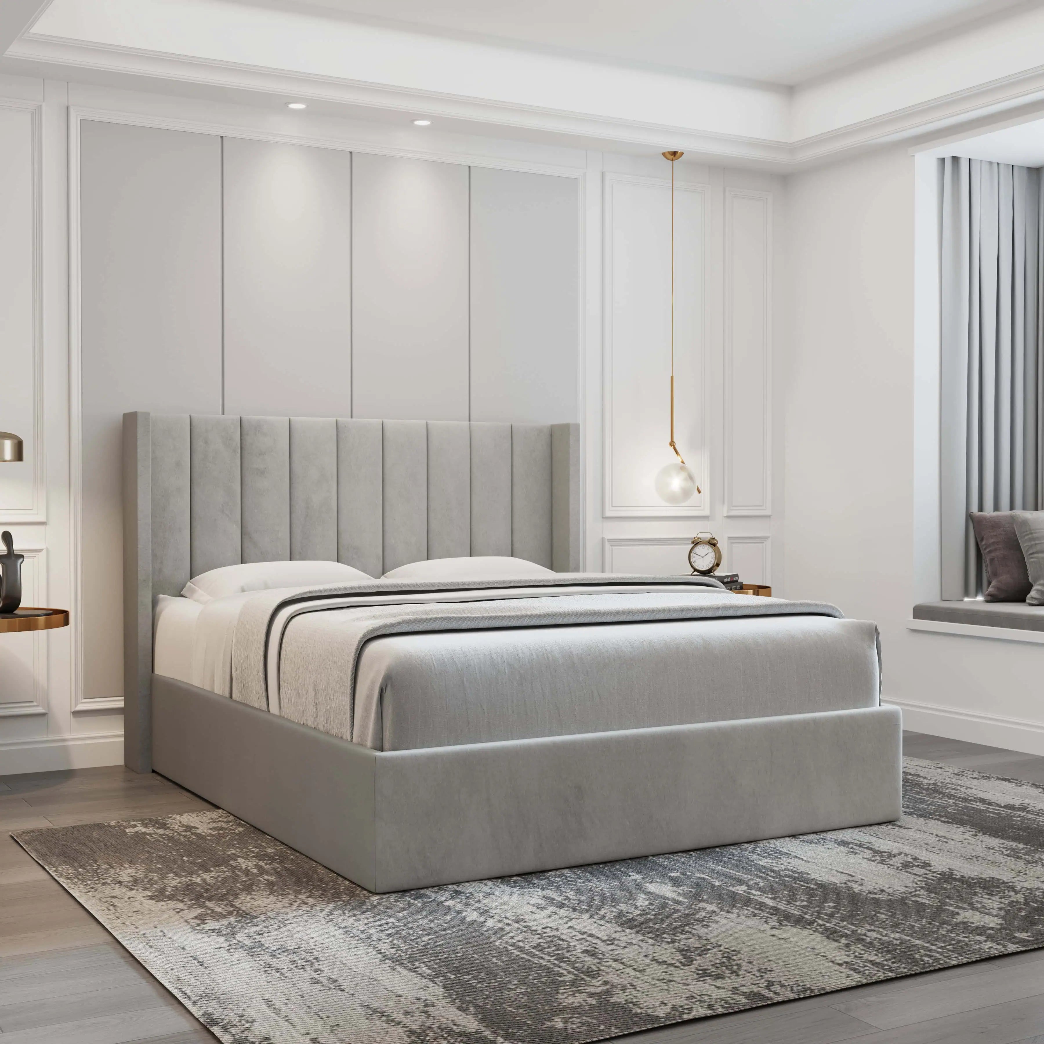 Oliver Lift-Up Storage Bed – Light Gray