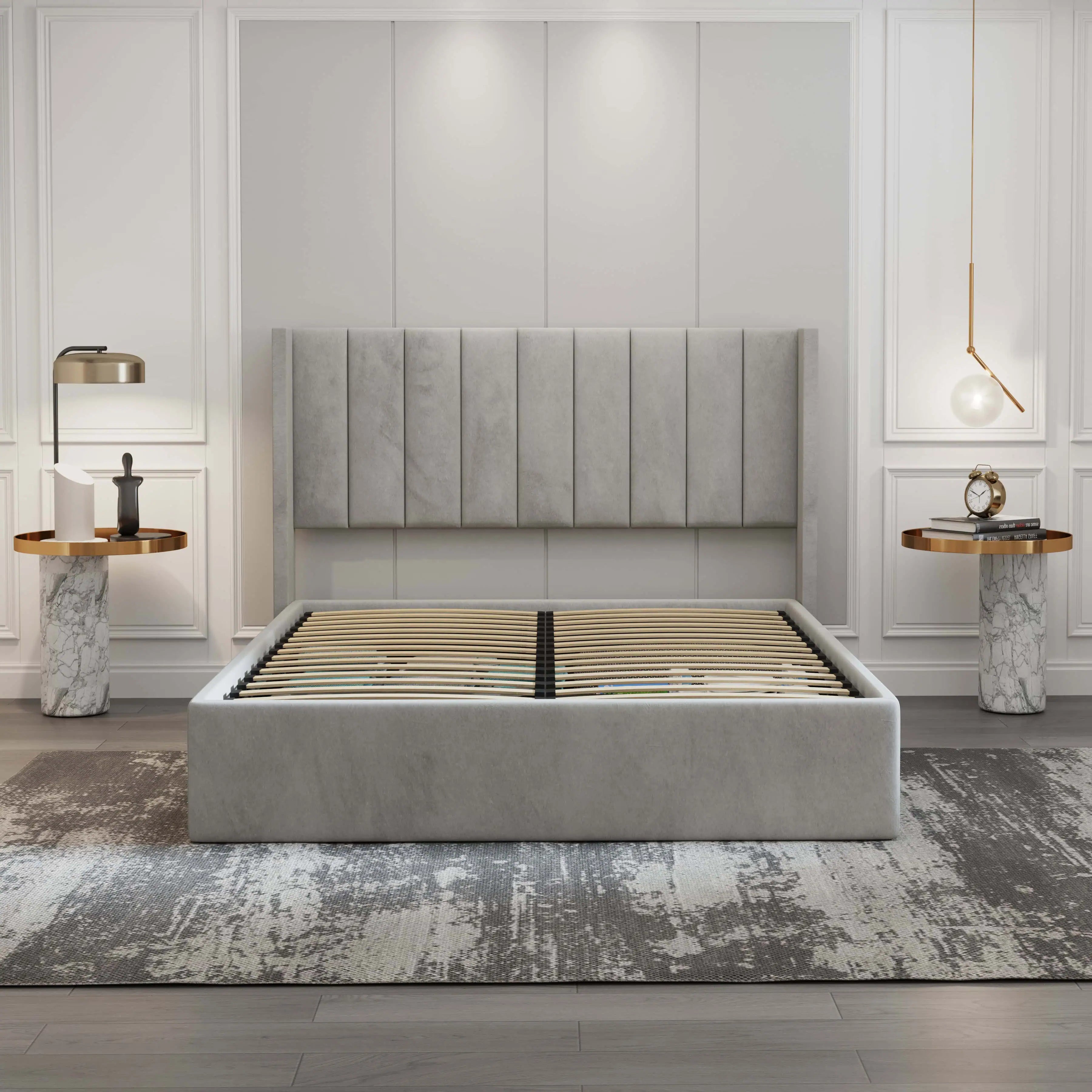Oliver Lift-Up Storage Bed – Light Gray
