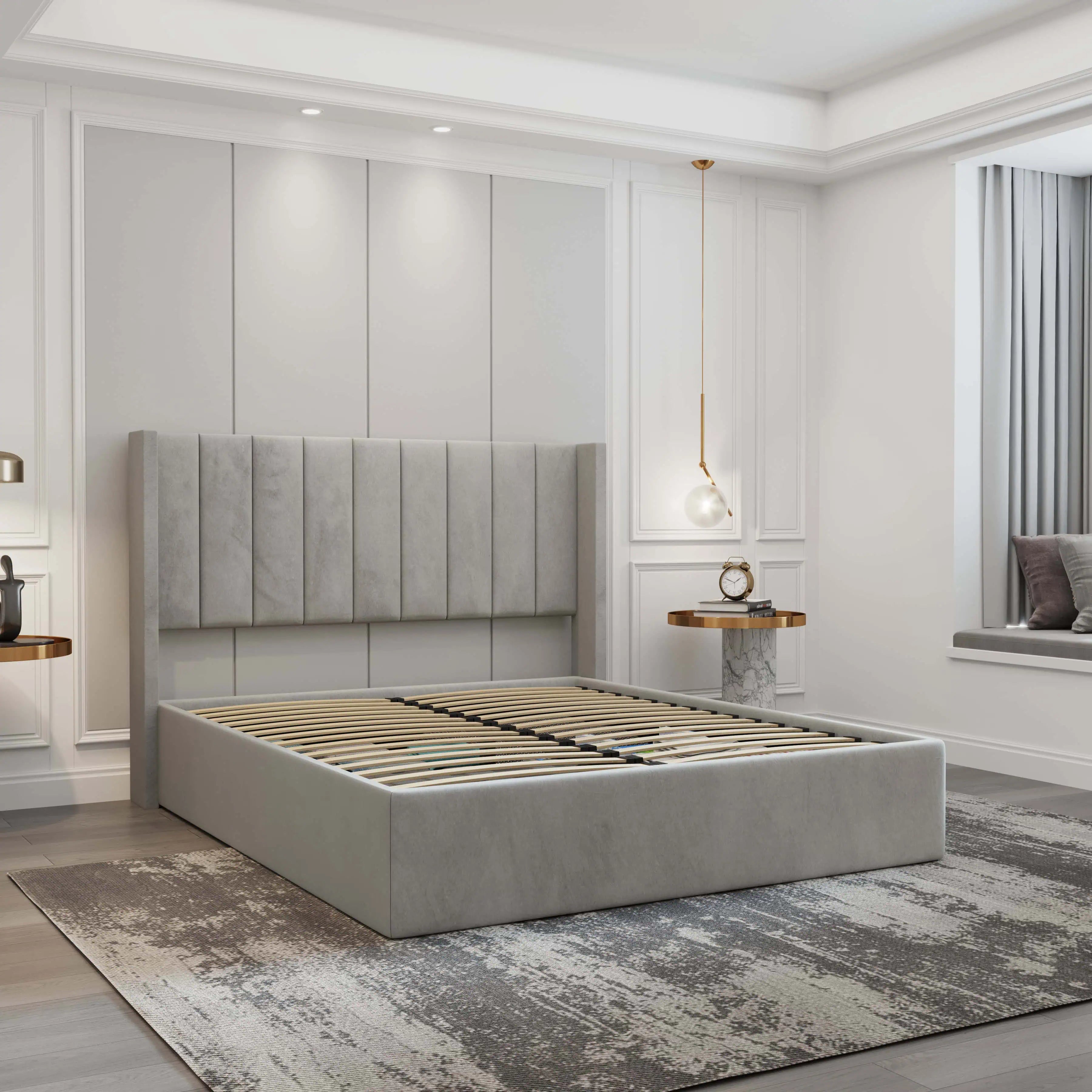 Oliver Lift-Up Storage Bed – Light Gray
