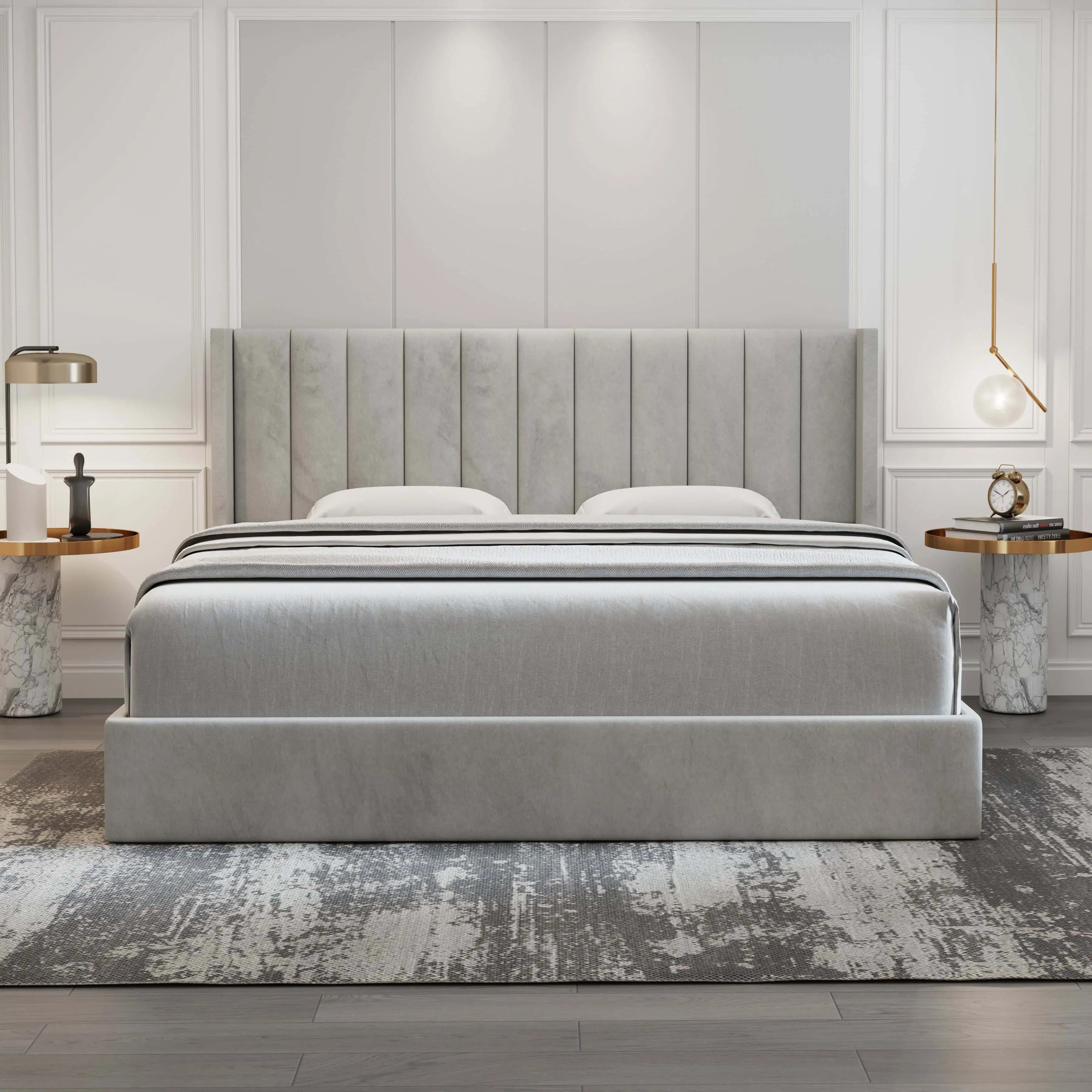 Oliver Lift-Up Storage Bed – Light Gray