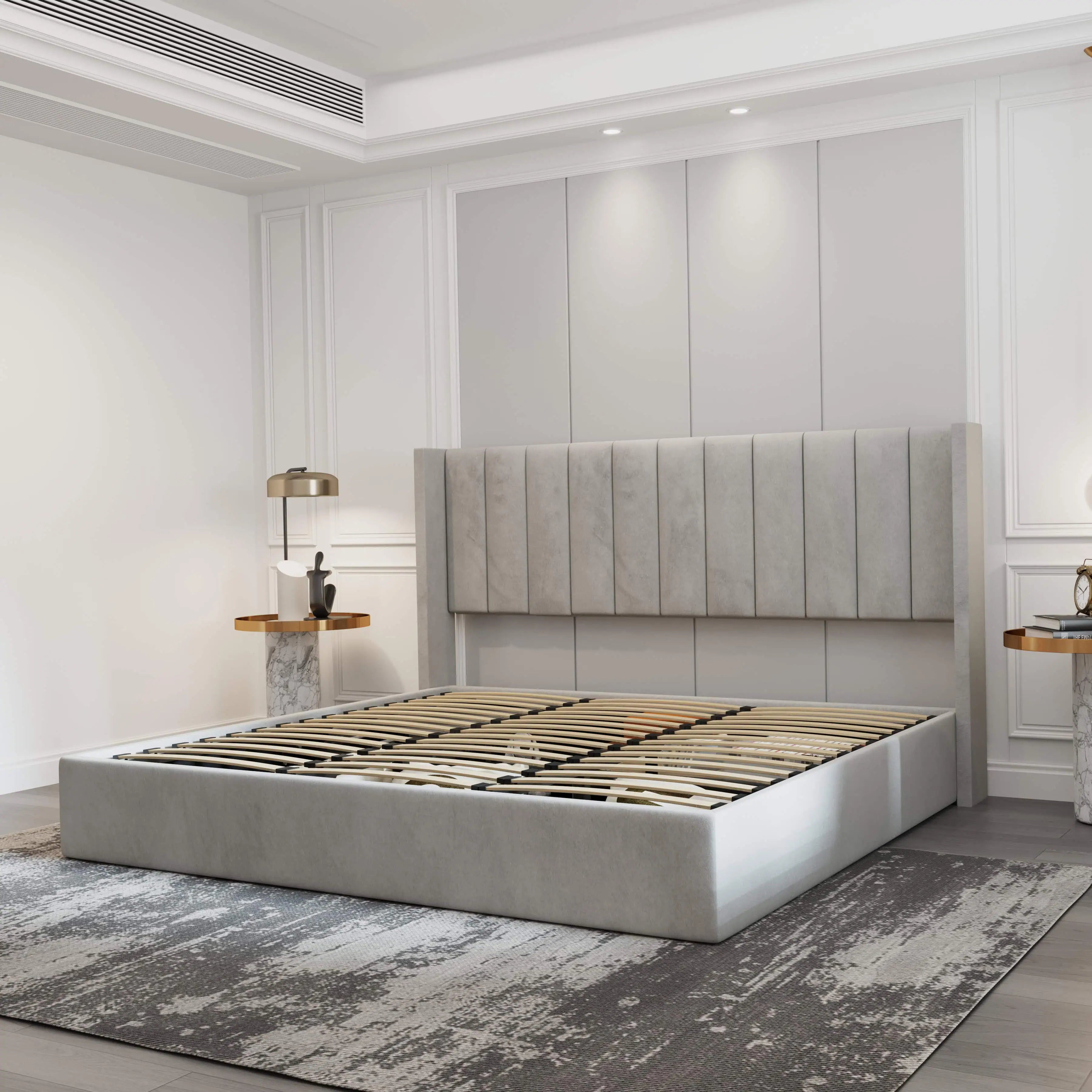 Oliver Lift-Up Storage Bed – Light Gray