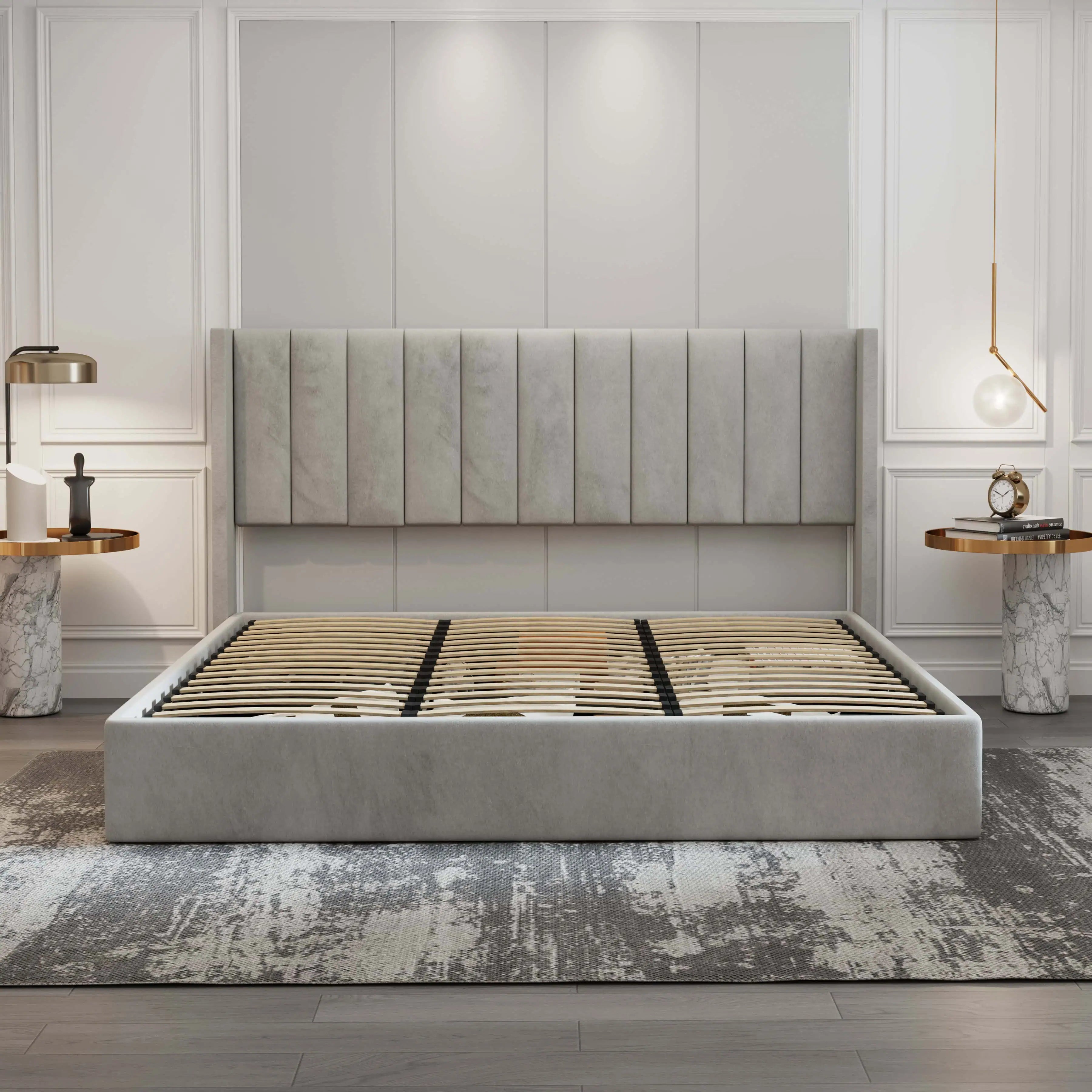 Oliver Lift-Up Storage Bed – Light Gray