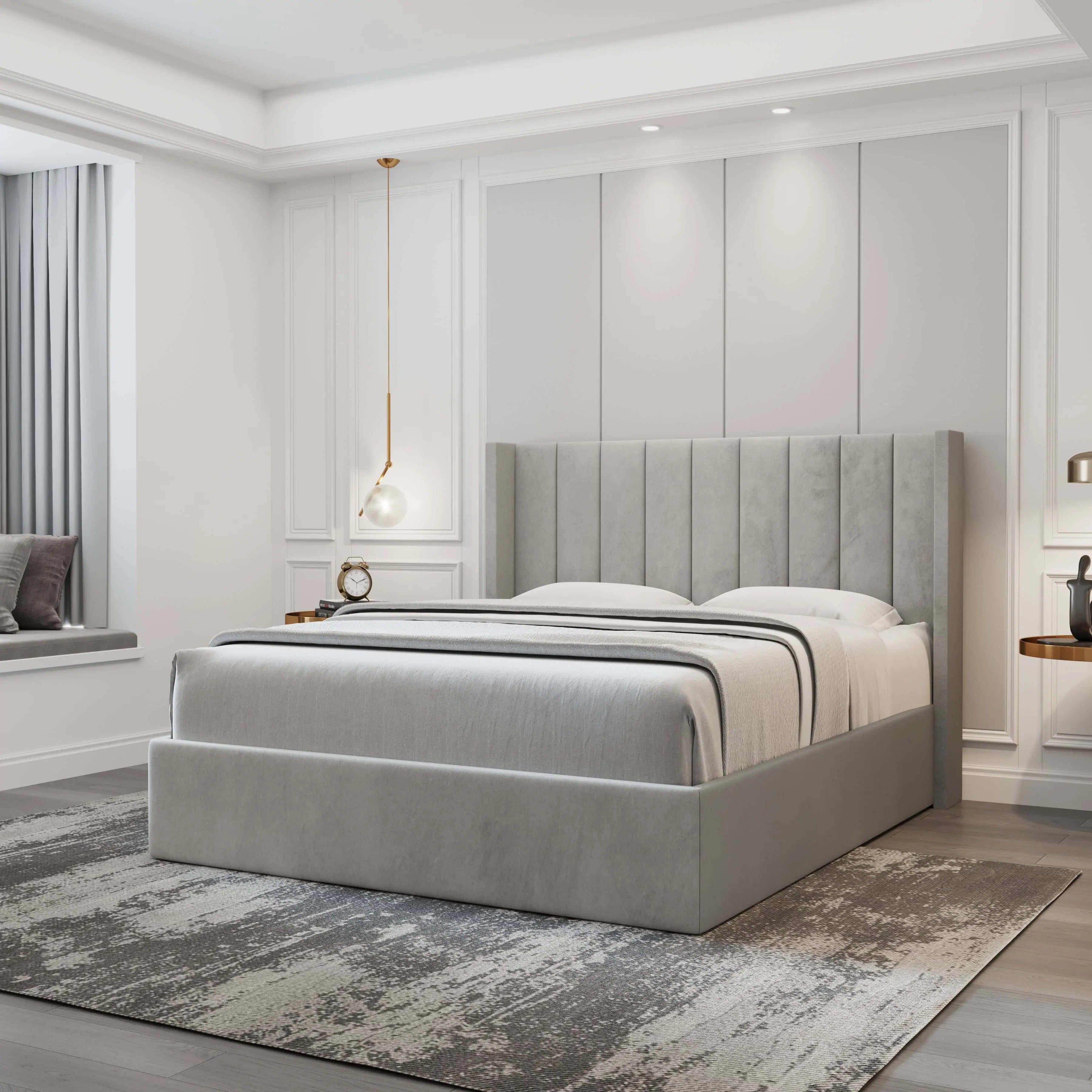 Oliver Lift-Up Storage Bed – Light Gray