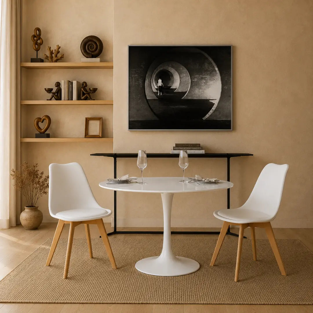 Velets Set of 4 Casper White Plastic Side Chairs with Wooden Legs