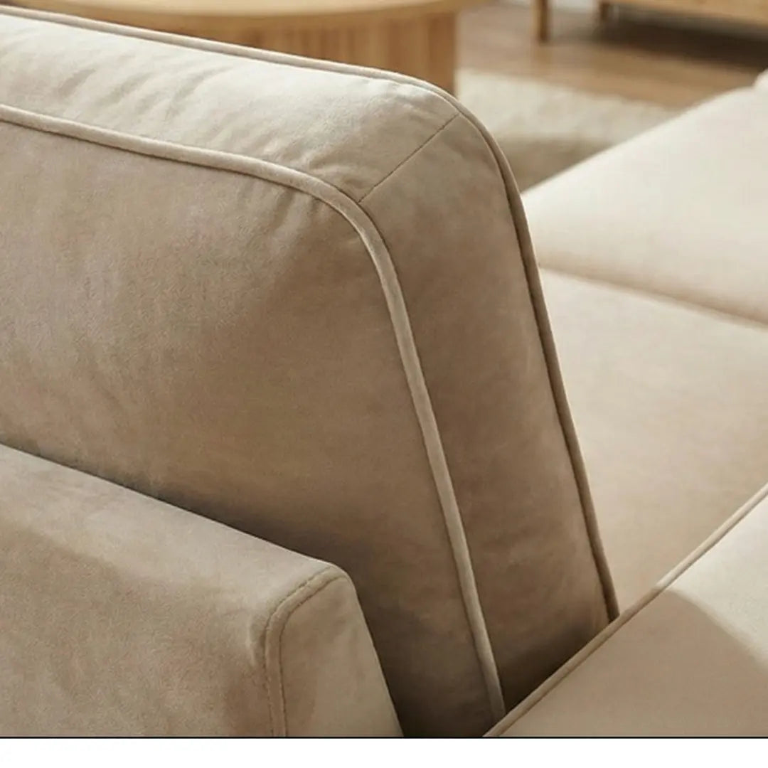 Viana Storage U Shape Velvet Beige Sofa