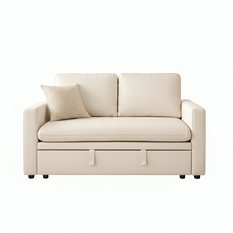 Zoya Ivory Double Size Pull Out Sofa Velvet Bed