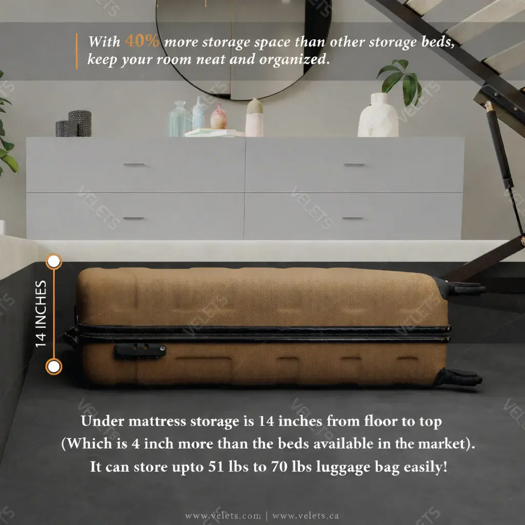 Jasper Lift-Up Storage Boucle Bed